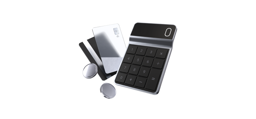 Elibrium cards next to a calculator, illustrating full visibility over insurance spend