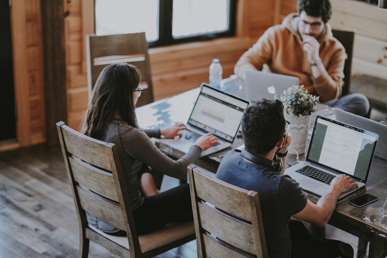 Team working together around a table
