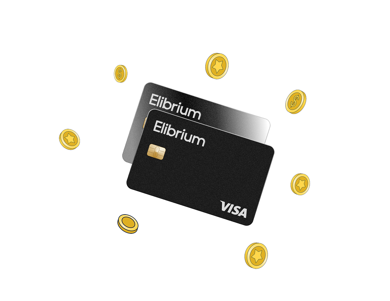 Illustration of crew members each holding an Elibrium card